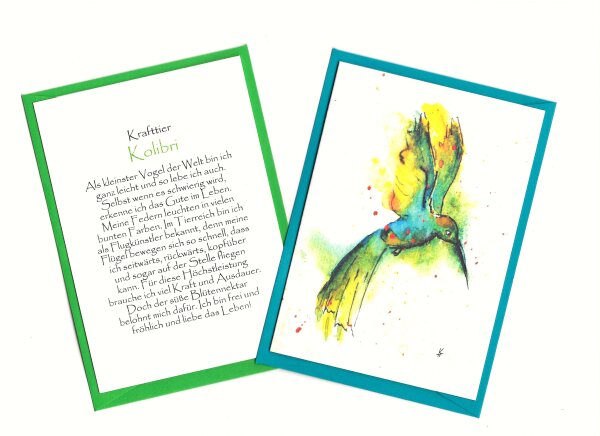 Grußkarte Krafttier Kolibri "Diego"