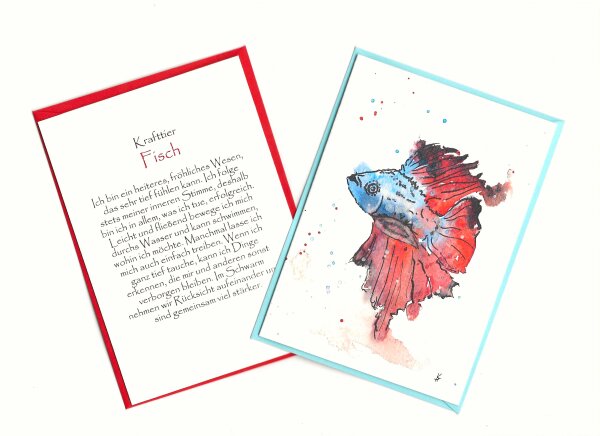 Grußkarte Krafttier Fisch "Fernando"