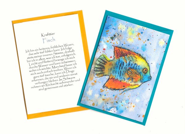 Grußkarte Krafttier Fisch "Undine"
